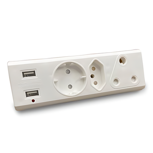 AUSMA R-21 USB 3-Way Multiplug White Power Strip with USB Ports - Efficient Outlet Extender