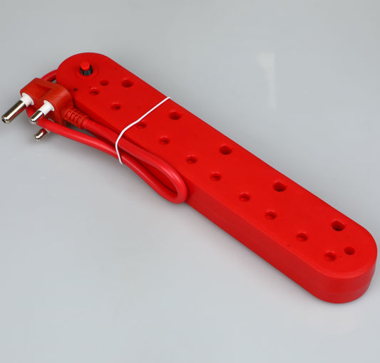 AUSMA R-35D Red Long Power Strip - 5-Way Special Red Multi-function Plug, Compact for Home, Travel, Office