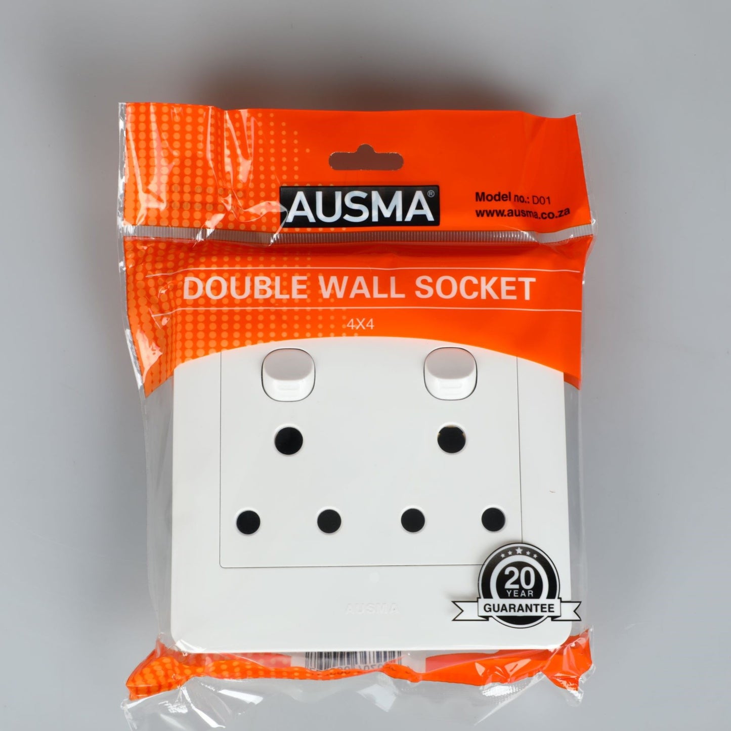 AUSMA D01 Electrical Outlet - Double Lever Wall Switch for Convenient Power Control Double Wall Socket (4X4)