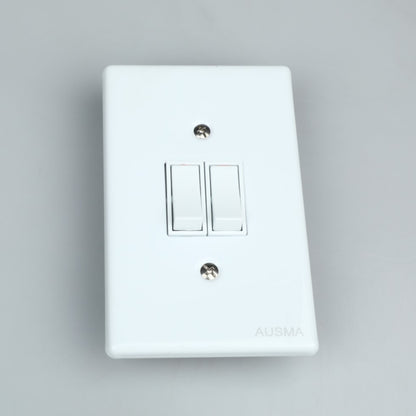 AUSMA A-M02(S) Stylish Simplicity Light Switch Plate – Safe, Long Life, and Gloss Finish 2 Lever Wall Switch for Elegant Spaces