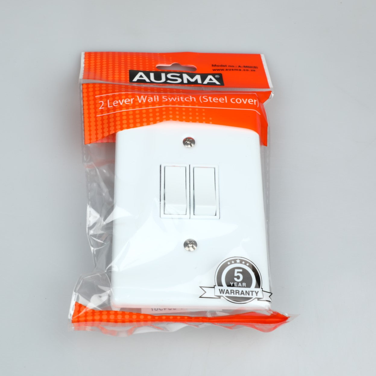 AUSMA A-M02(S) Stylish Simplicity Light Switch Plate – Safe, Long Life, and Gloss Finish 2 Lever Wall Switch for Elegant Spaces