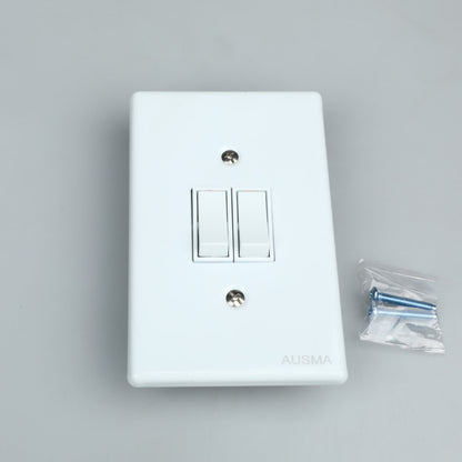 AUSMA A-M02(S) Stylish Simplicity Light Switch Plate – Safe, Long Life, and Gloss Finish 2 Lever Wall Switch for Elegant Spaces