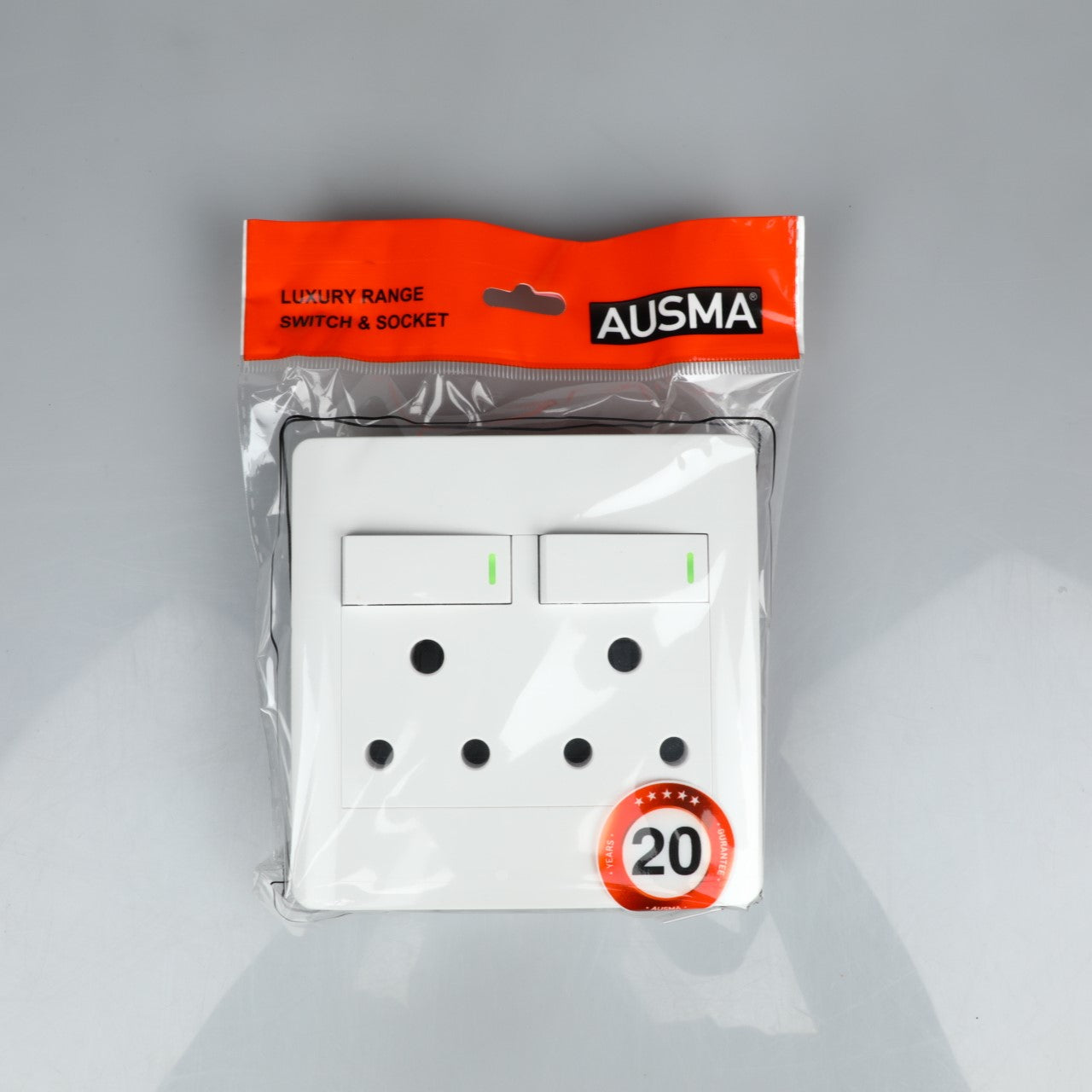 AUSMA D01-B Stylish Simplicity Double Wall Luxury Switched Socket 2x16A – Elevate Your Space with Safety and Style