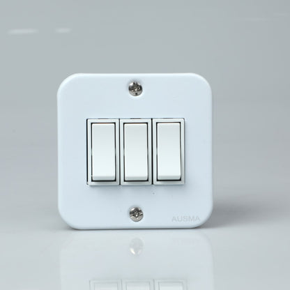 AUSMA A-M103 Stylish Simplicity Light Switch Plate – Safe, Long Life, and Gloss Finish 3 Lever Wall Switch for Elegant Spaces