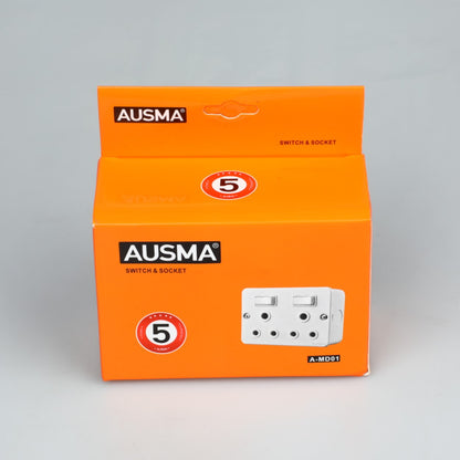 AUSMA A-MD01 Double Wall Luxury Switched Socket – Safe, Stylish, and Long-Lasting Elegance in White switched socket offers both 16A power options