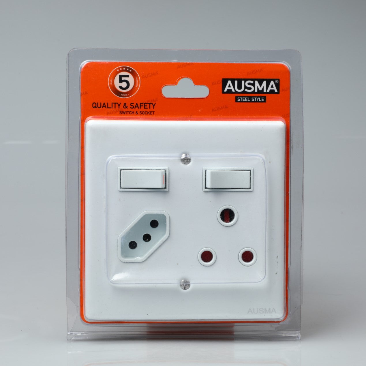 AUSMA A-MD02-3(S) Stylish Simplicity Double Wall Luxury Switched Socket 16A,NEW 16A – White Elegance for Your Safe and Modern Living