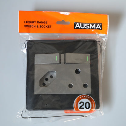 AUSMA D02-B-SG Double Wall Luxury Switched Socket – Safe, Stylish, and Long-Lasting Elegance in Silver Grey switched socket offers both 16A and 6A power options