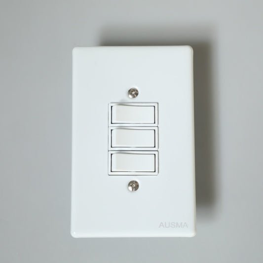 AUSMA A-M03(S) Stylish Simplicity Light Switch Plate – Safe, Long Life, and Gloss Finish 3 Lever Wall Switch for Elegant Spaces