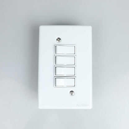 AUSMA A-M04(S) Stylish Simplicity Light Switch Plate – Safe, Long Life, and Gloss Finish 4 Lever Wall Switch for Elegant Spaces