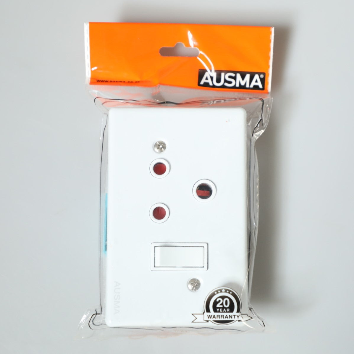 AUSMA A-MS10(S) Socket Cover – Stylish 1 Socket 16A, White, Glossy, 4X2, 1 Switch