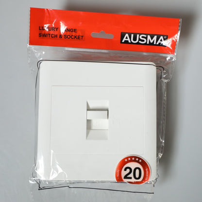 AUSMA M-07-B Outlet Covers – Child-Safe Two Gang Blank Device Outlet Cover, White, Gloss Finish, 4x4