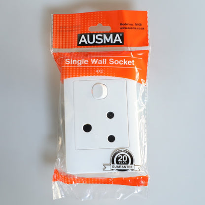 AUSMA M-08 White Wall Switched Socket – Effortless Control and Enduring Quality