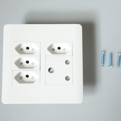 AUSMA S001-03 Stylish Simplicity Wall Socket – White Elegance, Safety, and Versatility with Modules 1x16A+4XNew 16A Socket