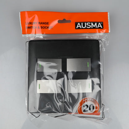 AUSMA A104-B-SG Stylish and Simple Silver Gray 4-pole Wall Deluxe Switch – Enhance your space with safety and style