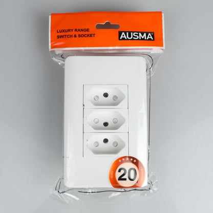 AUSMA S001-02 Stylish Simplicity Wall Socket – White Elegance, Safety, and Versatility with Modules 3XNew 16A Socket