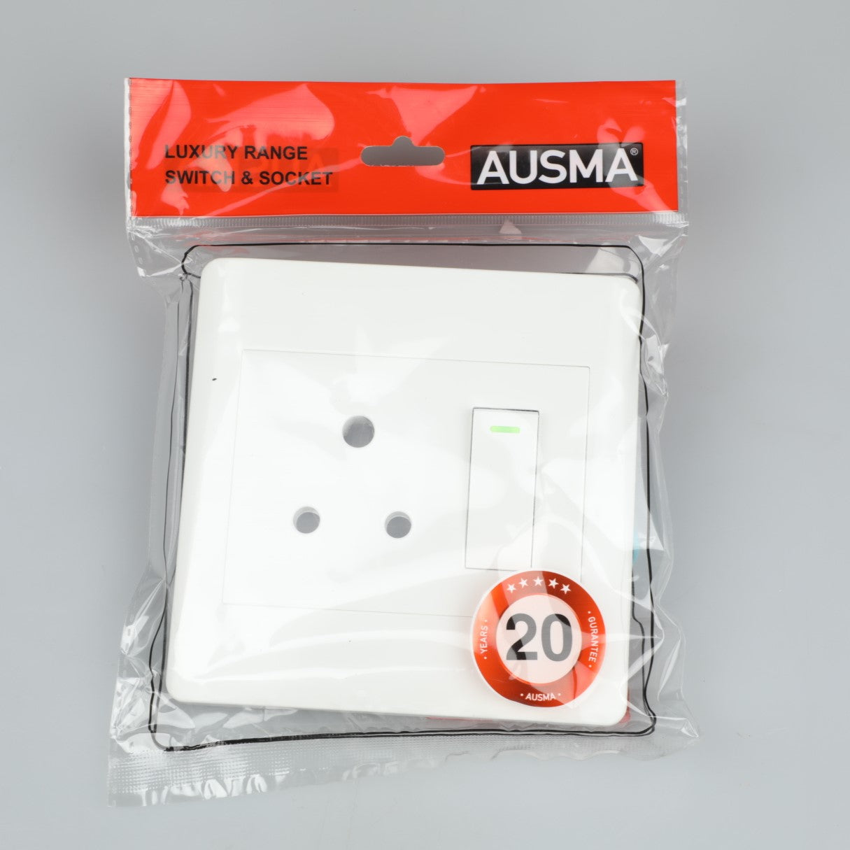 AUSMA S001-B Stylish Simplicity Single Luxury Switch Socket 1x16A – Elevate Your Space with White Elegance and Safety