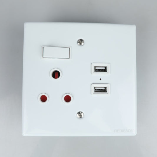 REDISSON  USB Outlet Switch – Convenient Wall Switch with USB Outlets ReceptaclesBA-MS02 (S) USB