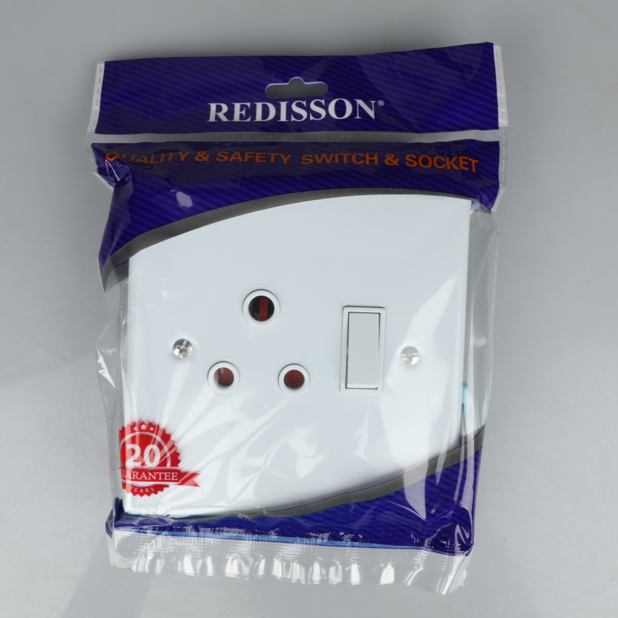 REDISSON A-MS02(S) Socket Cover – Stylish 1 Socket 16A, White, Glossy, 4X4, 1 Switch