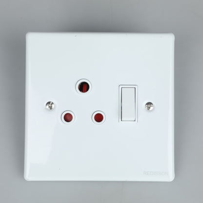 REDISSON A-MS02(S) Socket Cover – Stylish 1 Socket 16A, White, Glossy, 4X4, 1 Switch