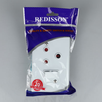 REDISSON Socket Cover – Stylish 1 Socket 16A, White, Glossy, 4X2, 1 Switch   A-MS10(S)