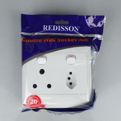 REDISSON Stylish Simplicity Double Wall Luxury Switched Socket 16A,NEW 16A – White Elegance for Your Safe and Modern Living 4x4 D02 White