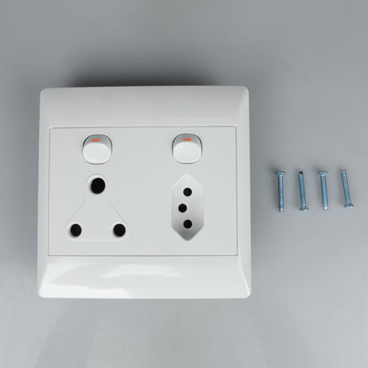 REDISSON Stylish Simplicity Double Wall Luxury Switched Socket 16A,NEW 16A – White Elegance for Your Safe and Modern Living 4x4 D02 White