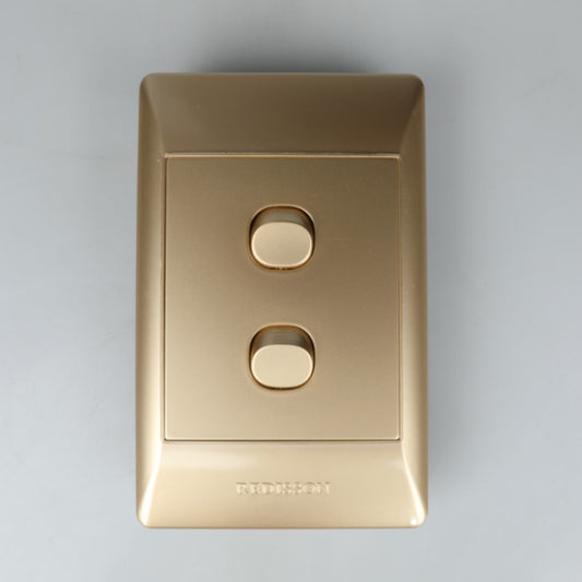 REDISSON Stylish Gold Simple Light Switch Plate – Safe, Long Life and Glossy Finish 2-Lever Wall Switch for an Elegant Space  A102(G)