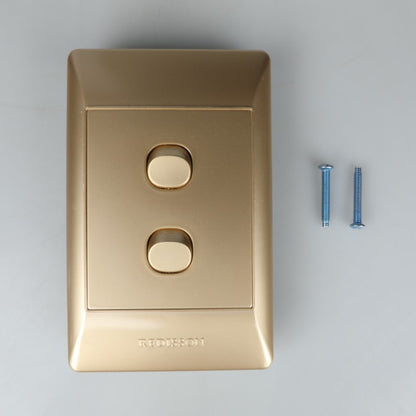 REDISSON Stylish Gold Simple Light Switch Plate – Safe, Long Life and Glossy Finish 2-Lever Wall Switch for an Elegant Space  A102(G)