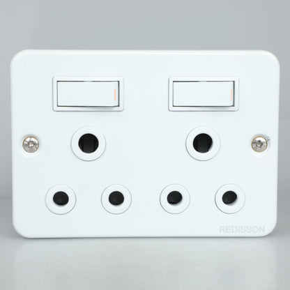 REDISSON A-MD01 Double Wall Luxury Switched Socket – Safe, Stylish, and Long-Lasting Elegance in White switched socket offers both 16A power options