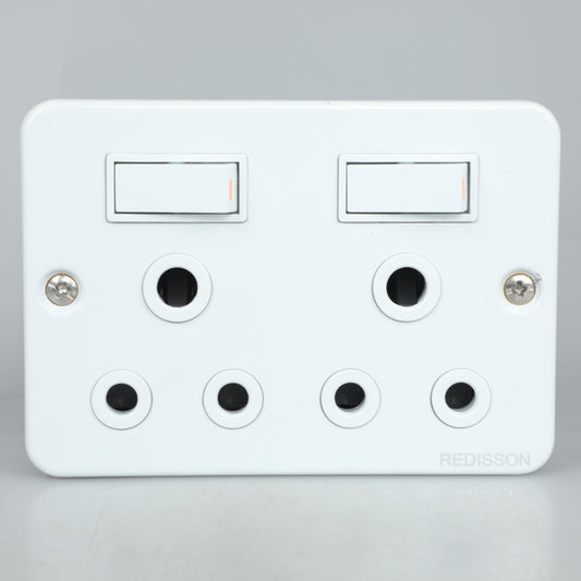 REDISSON A-MD01 Double Wall Luxury Switched Socket – Safe, Stylish, and Long-Lasting Elegance in White switched socket offers both 16A power options