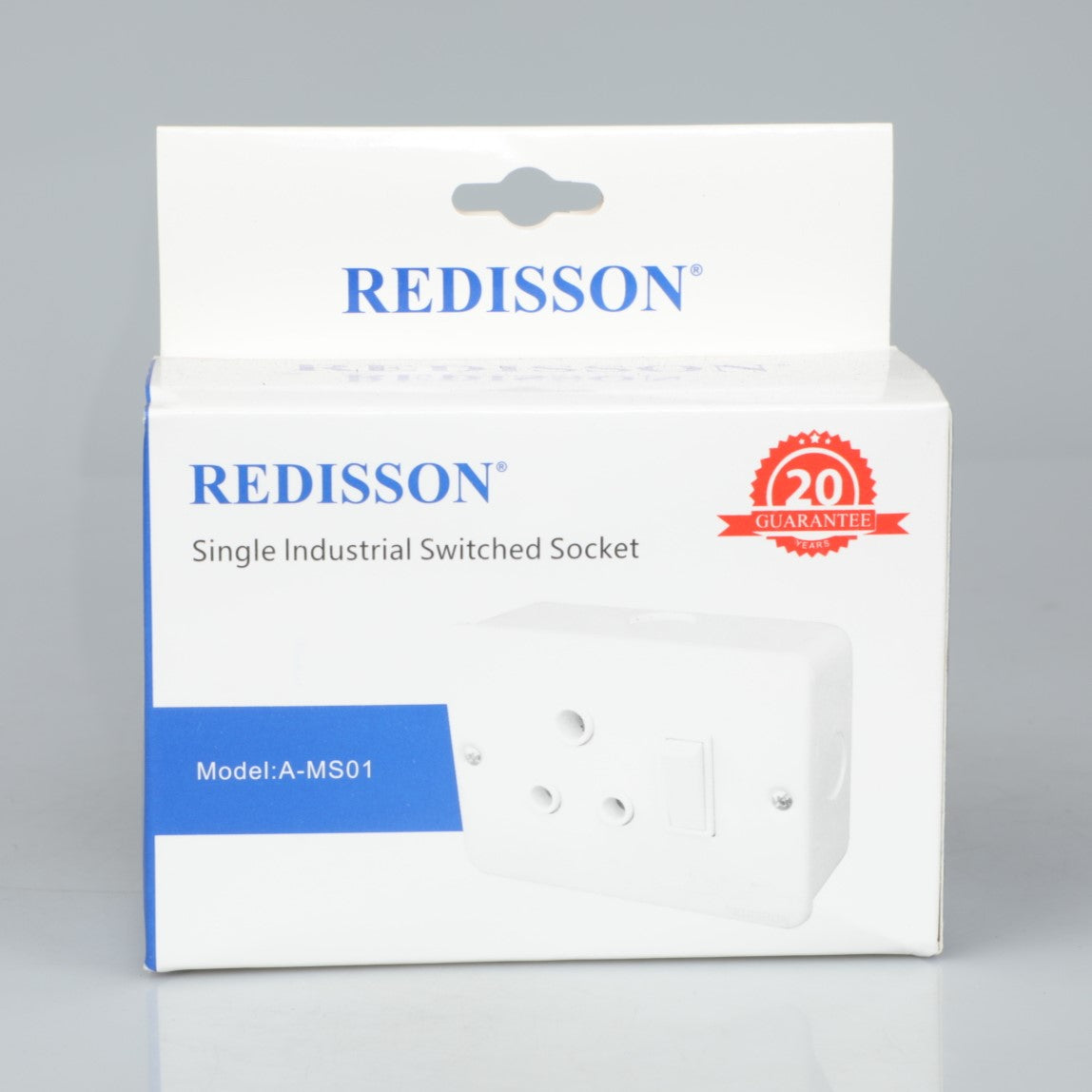 REDISSON A-MS01 Single Wall Luxury Switched Socket – Safe, Stylish, and Long-Lasting Elegance in White switched socket offers 16A power