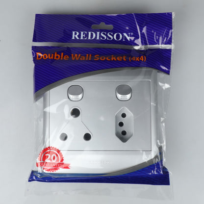 REDISSON  Stylish Simplicity Double Wall Luxury Switched Socket 16A,NEW 16A – Silver Elegance for Your Safe and Modern Living 4x4 D02(SIL)