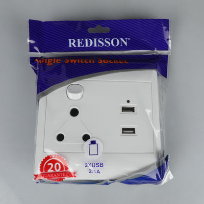 REDISSON USB WHITE Outlet Switch – Convenient Wall Switch with USB Outlets Receptacles S001 USB