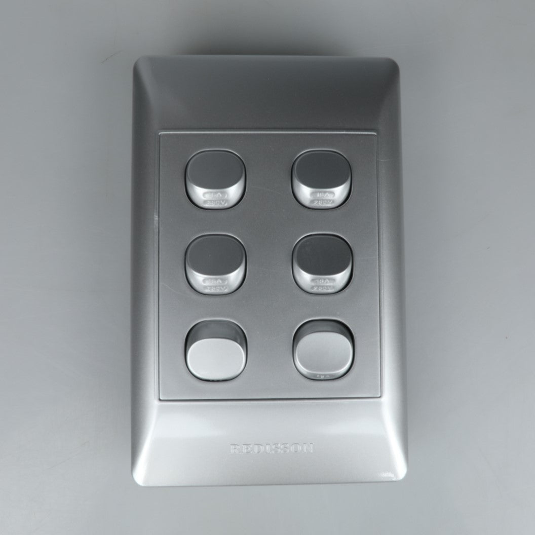 REDISSON A106(SIL) 6-Way Paddle Light Switch – Silver, secure and long-lasting three channel control