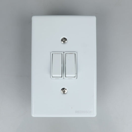 REDISSON A-M02(S) Stylish Simplicity Light Switch Plate – Safe, Long Life, and Gloss Finish 2 Lever Wall Switch for Elegant Spaces A-M02(S)