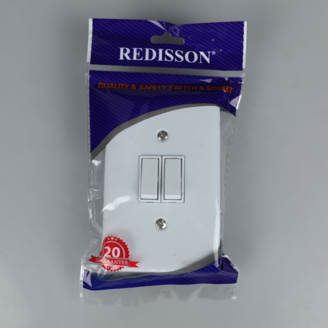 REDISSON A-M02(S) Stylish Simplicity Light Switch Plate – Safe, Long Life, and Gloss Finish 2 Lever Wall Switch for Elegant Spaces A-M02(S)