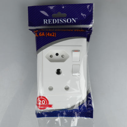 REDISSON D02-2 Stylish Simplicity Double Wall Luxury Switched Socket 16A,NEW 16A – White Elegance for Your Safe and Modern Living 4x2