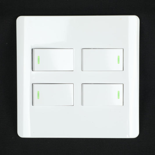 AUSMA A104-B White 4 Lever Wall Luxury Switch – Elevate Your Space with Style and Safety