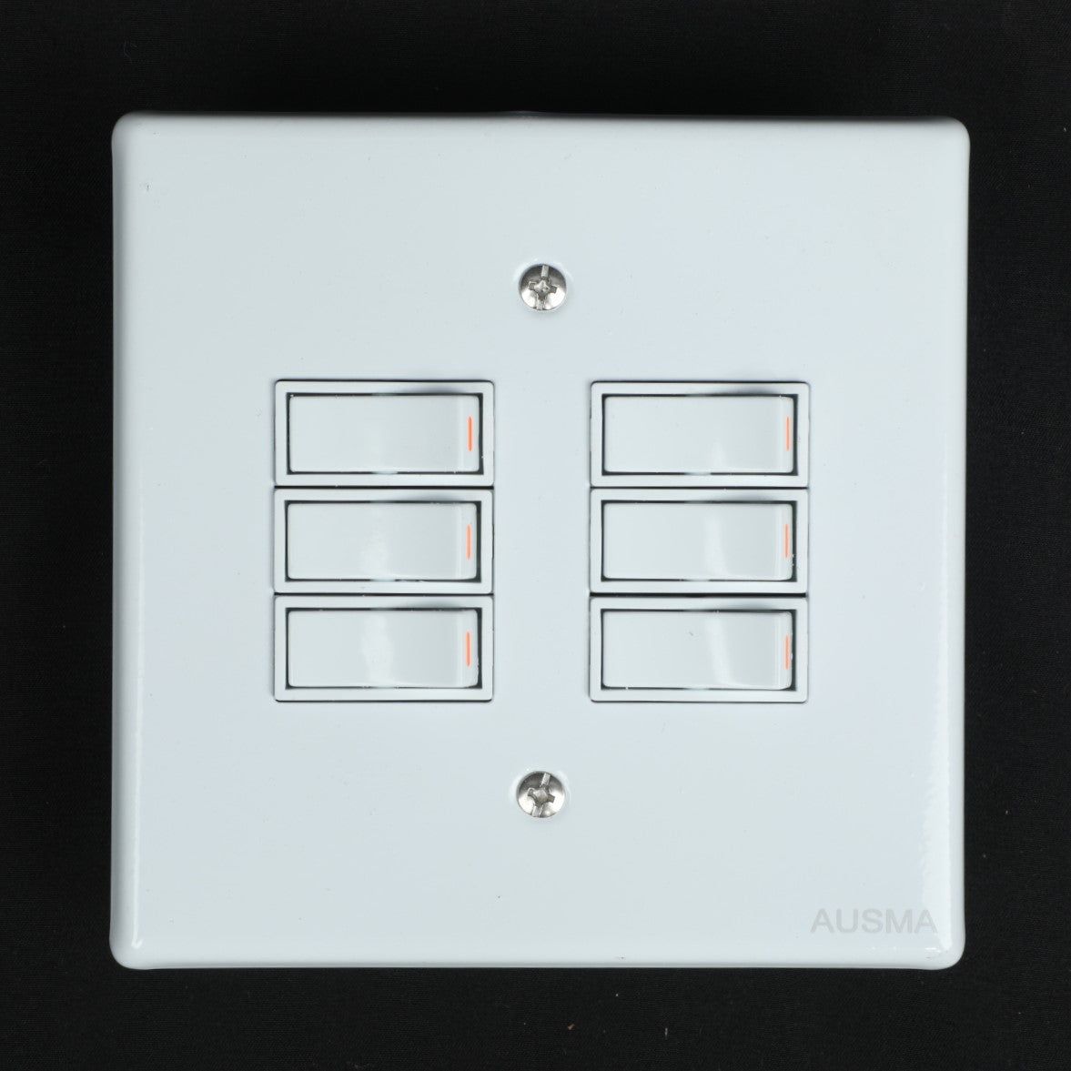 AUSMA A-M06(S) Stylish Simplicity Light Switch Plate – Safe, Long Life, and Gloss Finish 6 Lever Wall Switch for Elegant Spaces