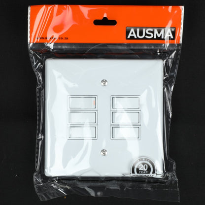 AUSMA A-M06(S) Stylish Simplicity Light Switch Plate – Safe, Long Life, and Gloss Finish 6 Lever Wall Switch for Elegant Spaces