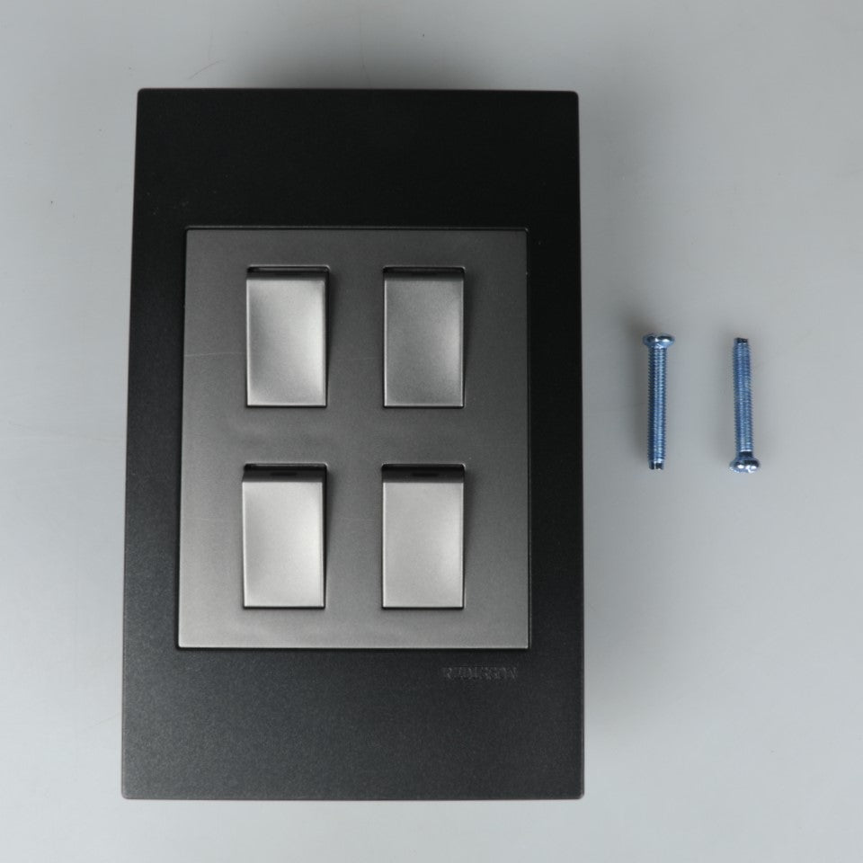 REDISSON  4 Lever Wall Luxury Switch – Silver Grey Elegance, Safe and Long Life for Stylish Simplicity A104-C-SG