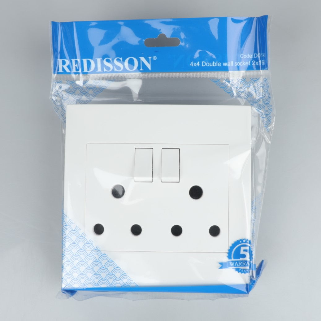 REDISSON D01-C Electrical Outlet - Double Lever Wall Switch for Convenient Power Control Double Wall Socket (4X4)