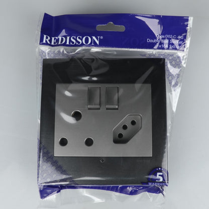 REDISSON  Double Wall Luxury Switched Socket – Elevate Your Space with Safe and Stylish Functionality D02-C-SG