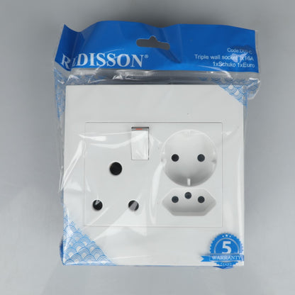 REDISSON D03-C 1X16A 1XNEW16A 1XSchuko 5A Double Wall Luxury Switched Socket – Elevate Your Space with Safe and Stylish Functionality