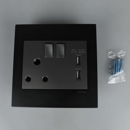 REDISSON  Outlet Switch –1x16A Convenient Wall Switch with 2 USB Outlets Receptacles S001 USB-C-SG