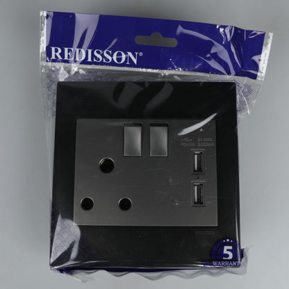 REDISSON  Outlet Switch –1x16A Convenient Wall Switch with 2 USB Outlets Receptacles S001 USB-C-SG