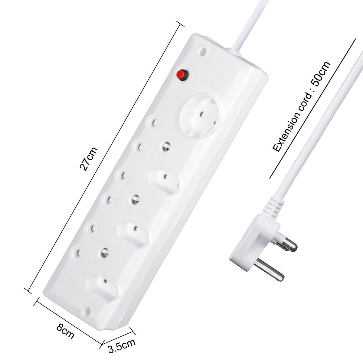 AUSMA P-07 Long Power Strip – Smart 7-Way Multi-Plug for Home, Travel, and Office