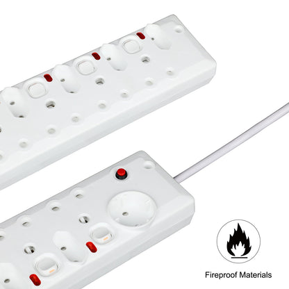 AUSMA P-11B Long Power Strip – Smart 11-Way Multi-Function Plug with 5 Switches