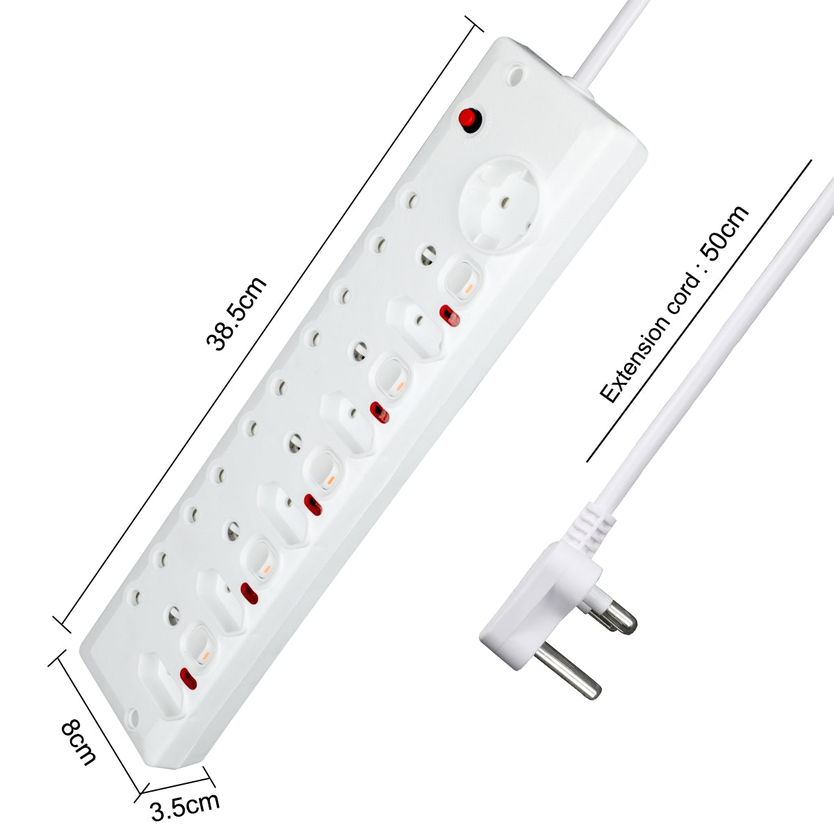 AUSMA P-11B Long Power Strip – Smart 11-Way Multi-Function Plug with 5 Switches