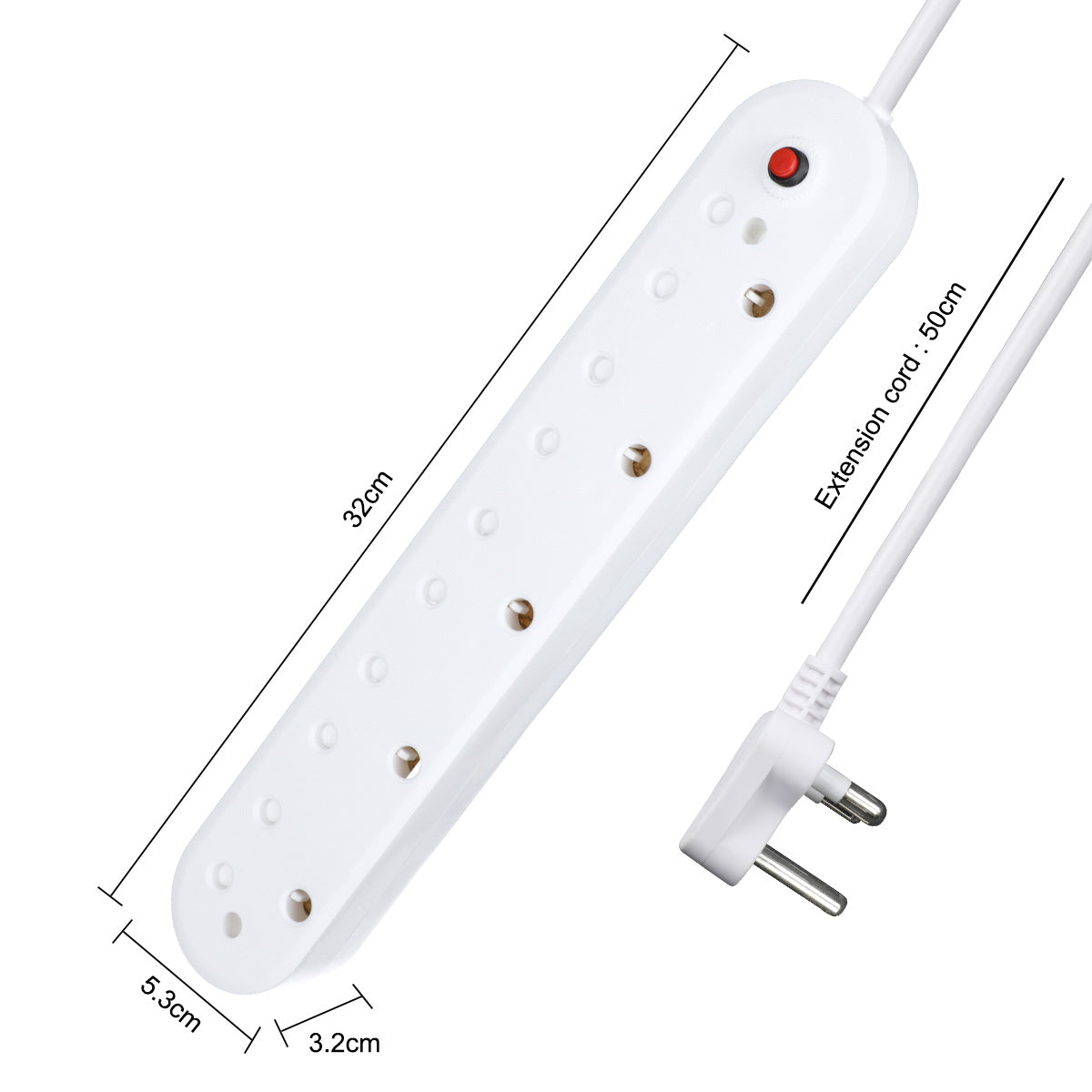 AUSMA R-35 Long Power Strip - Smart Power Strip with 5-Way 16A Multi-Plug, Desktop Charging Station, Compact for Home, Travel, Office (White 1 Pack)